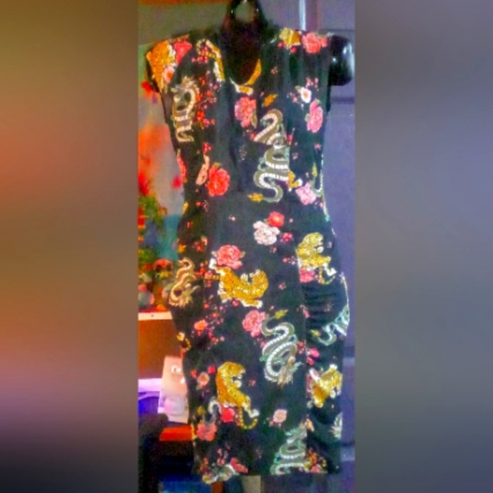 Mid length black dress with hood size medium
